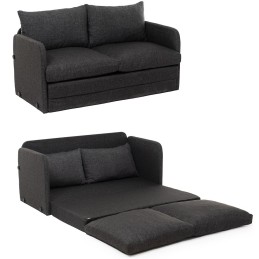 Canapea extensibila 2 locuri moderna, 200x148 cm – stofa gri – Saga