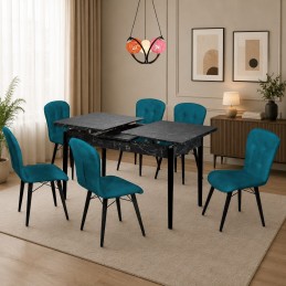 Set masa extensibila cu 6 scaune tapitate Beluga