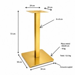 Picior metalic pentru masa 80x80 cm, auriu