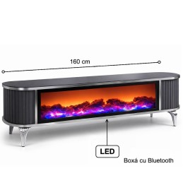 Comoda tv cu semineu Royal, cu led, 160 cm, antracit