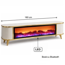 Comoda tv cu semineu Royal, cu led, 160 cm