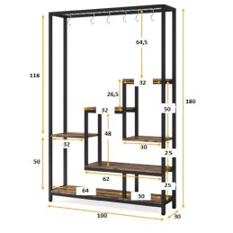 Biblioteca Endulus din metal culoare alb 180x100x32 cm